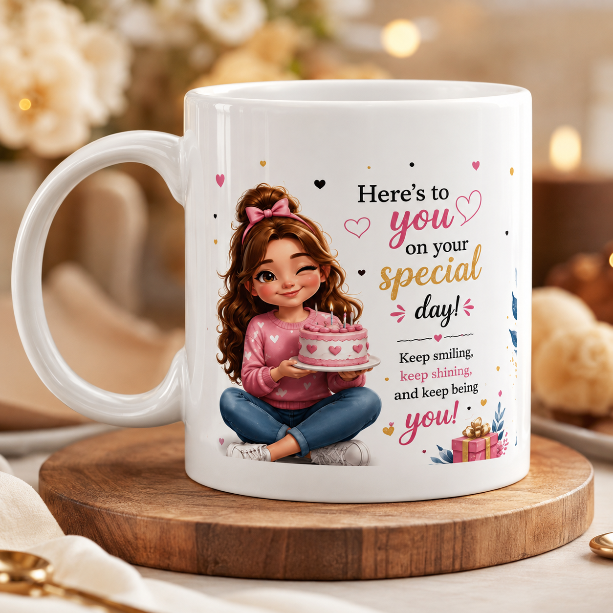 White Personalized Best Friend Birthday Ceramic Mug