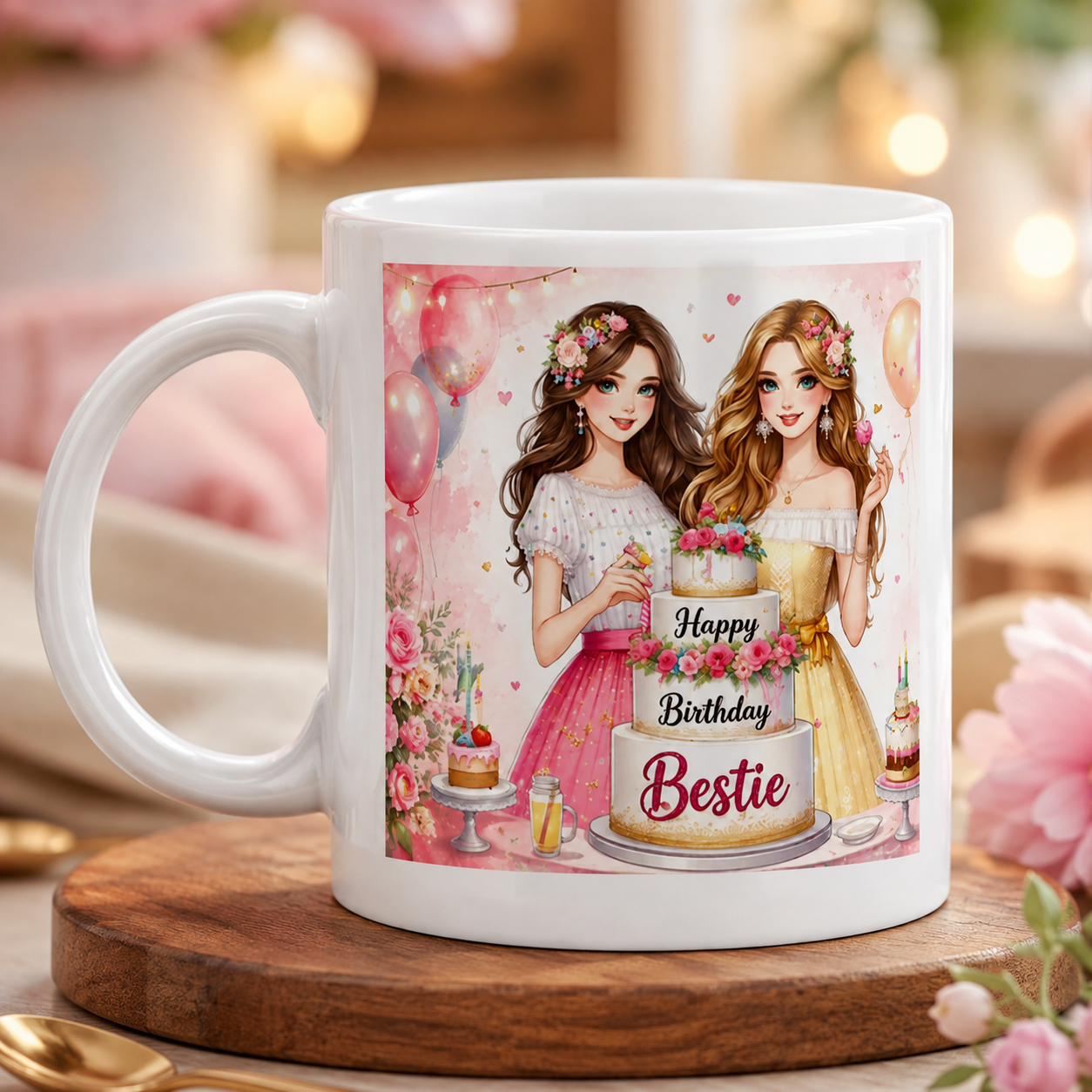 Birthday Photo Print Cup With Metal Keepsake Keychain