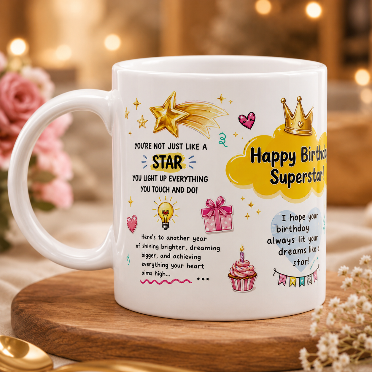 Floral Elegance Birthday Special Custom Ceramic Mug