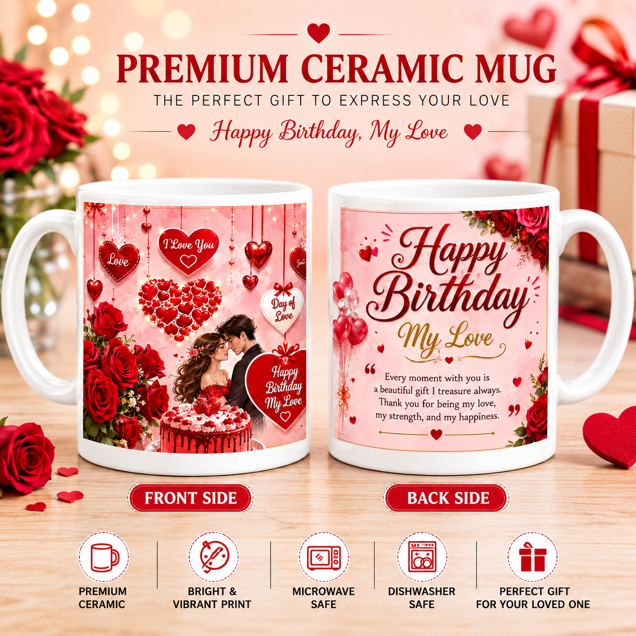 Floral Elegance Birthday Special Custom Ceramic Mug