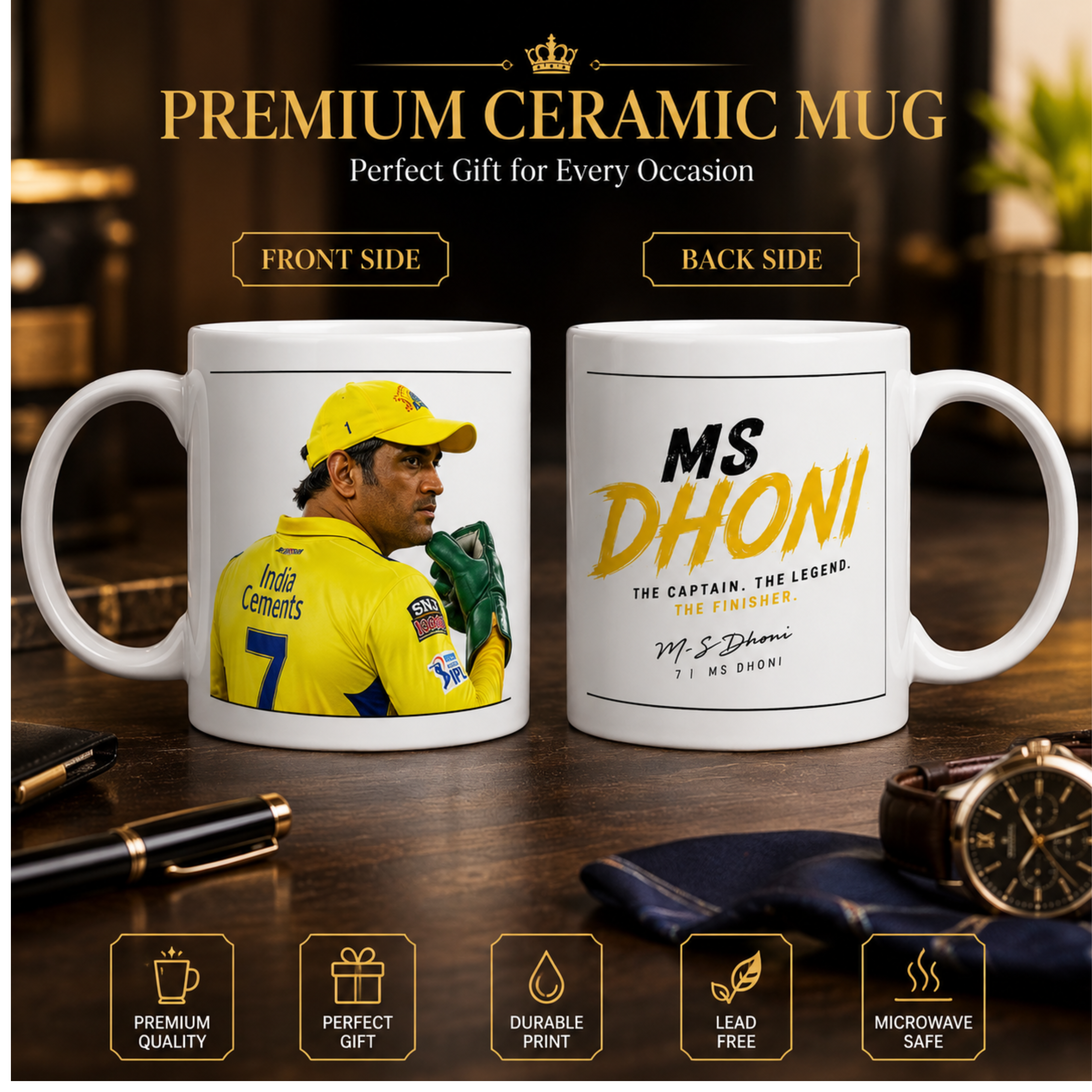 MS Dhoni Captain Cool Finisher No. 7 Ceramic Keepsake