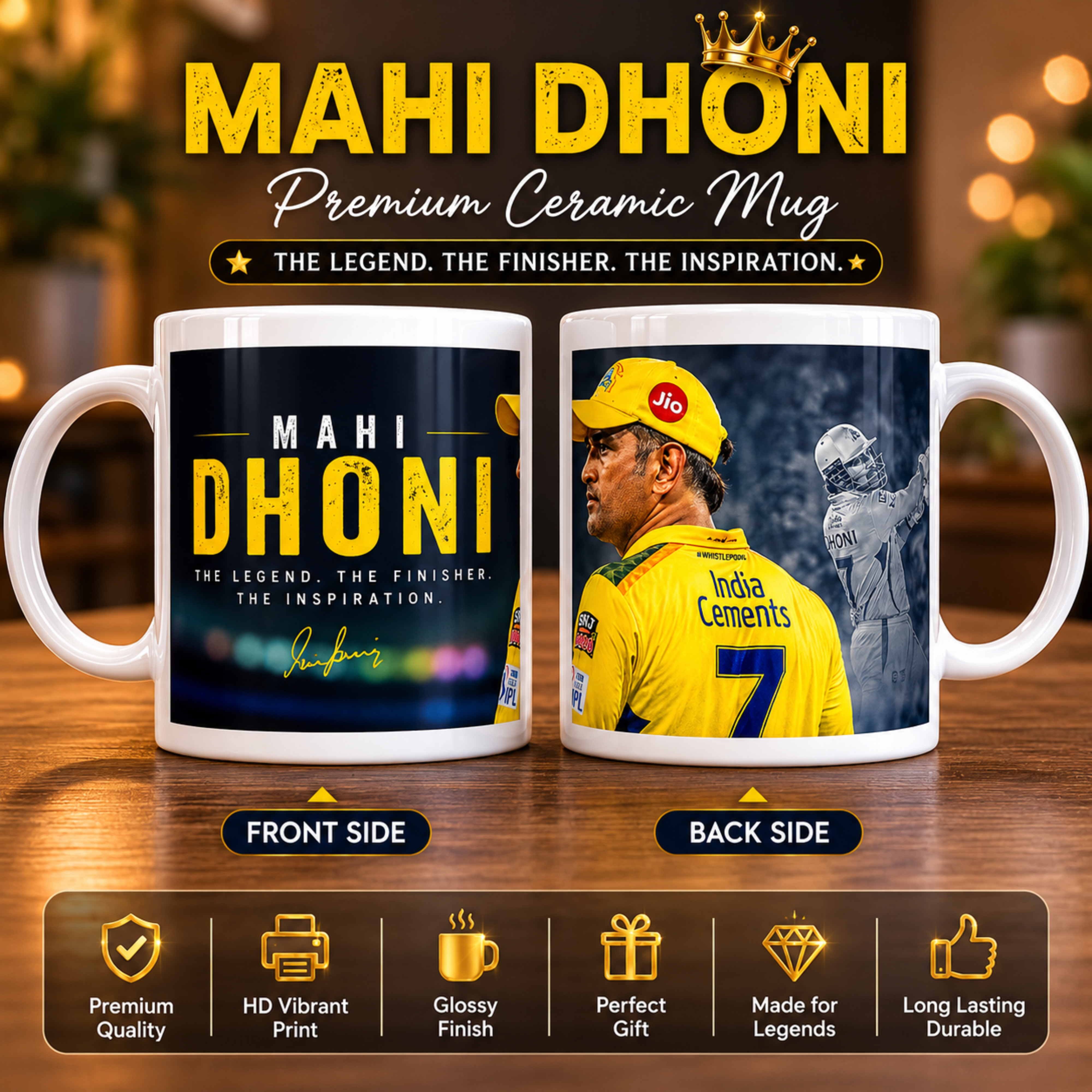 MS Dhoni Captain Cool Helicopter Shot Edition Ceramic Mug