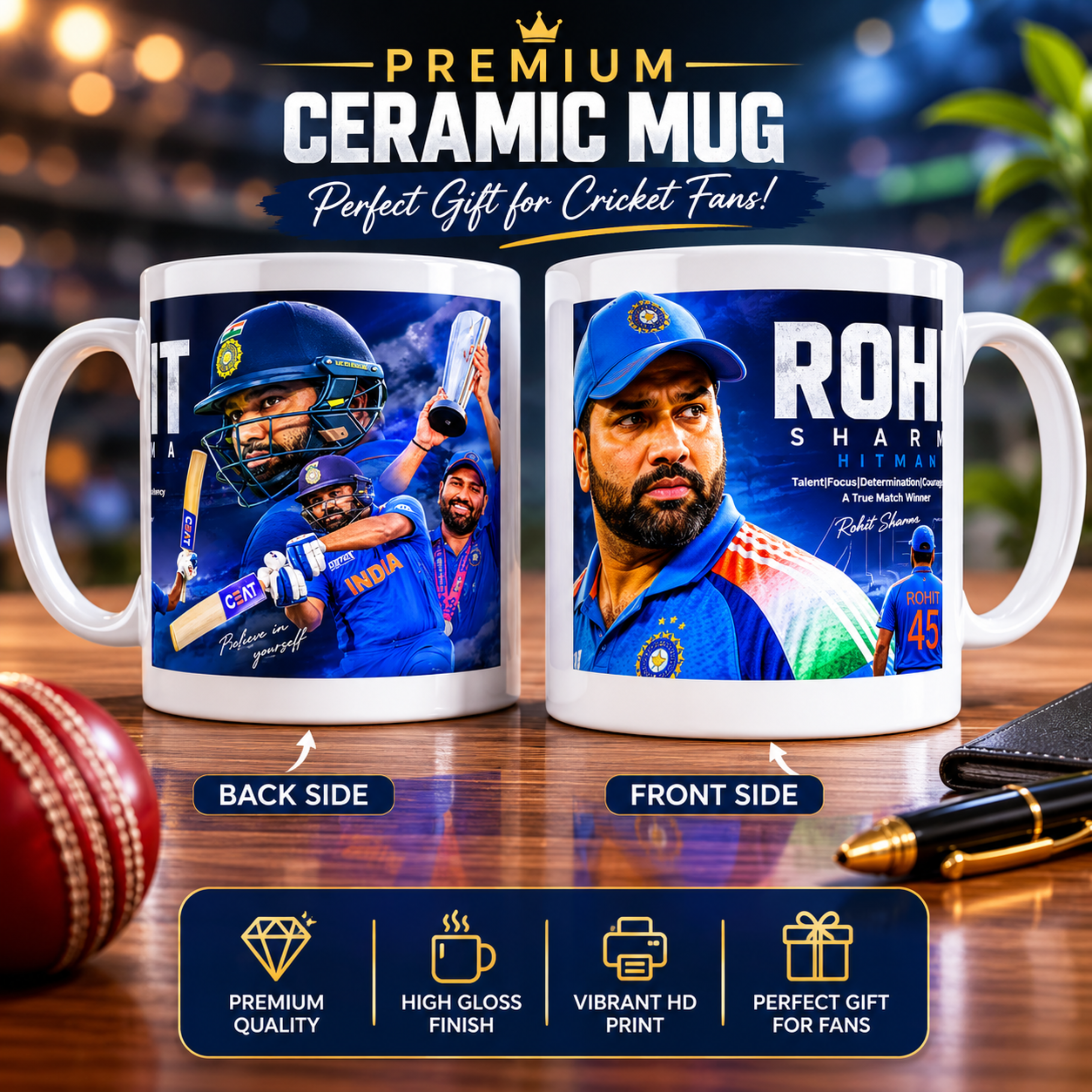 Hitman Rohit Sharma 45 Tribute HD Ceramic Coffee Mug